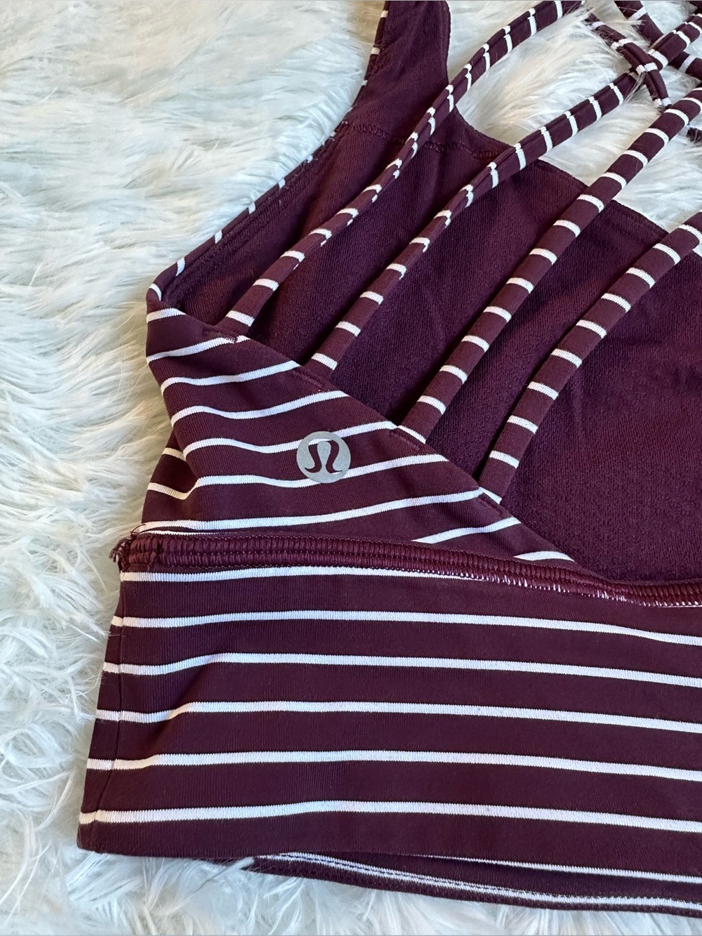 Lululemon Free To Be Wild Long Line Sports Bra Burgundy Strappy Yoga Workout 10 - Picture 5 of 7